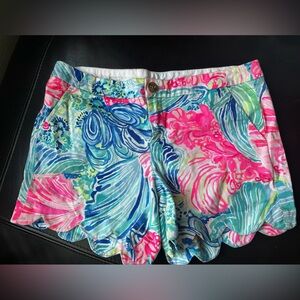 Lilly Pulitzer Multicolor Floral Scalloped High-Waist Shorts
